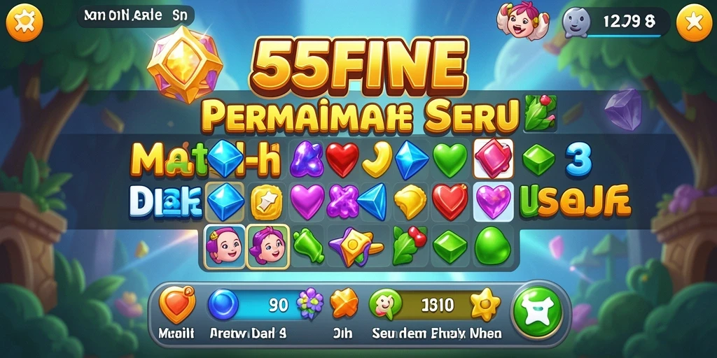 Tampilan gameplay seru di 55FIVE dengan tantangan Match-3.