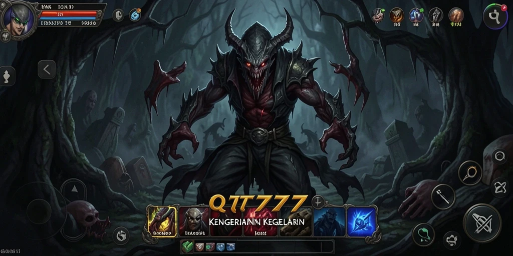 Tampilan gameplay QT777 dengan suasana Horror yang mencekam.