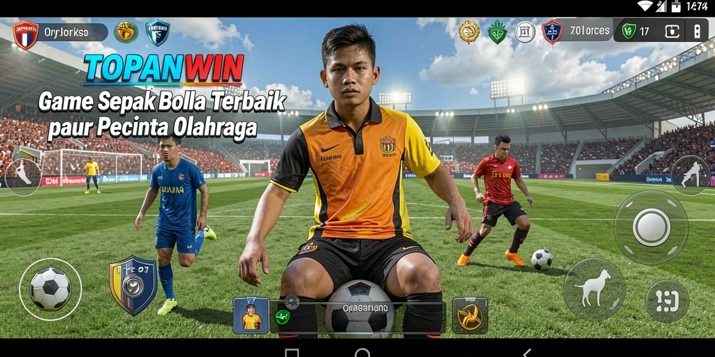 Tampilan gameplay TOPANWIN yang mendebarkan dengan aksi sepak bola nyata.